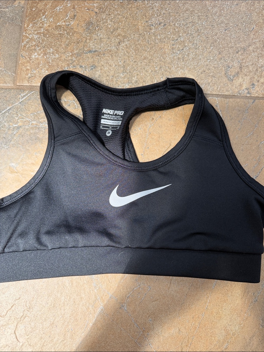 Nike Black Dri-FIT kids Racerback Sports Bra with Silver Swoosh